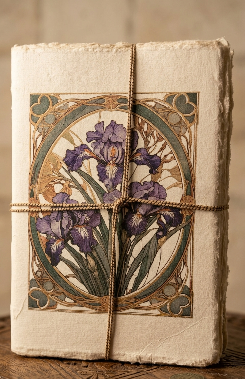 Cuaderno Artesanal de Papel Pergamino Art Nouveau – Hecho a Mano