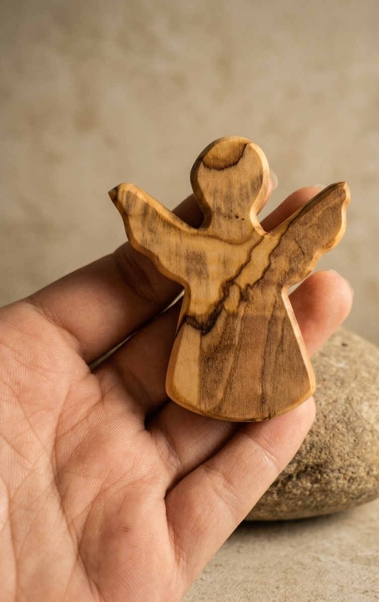 Figura de Ángel de Madera de Olivo | Hecha a Mano