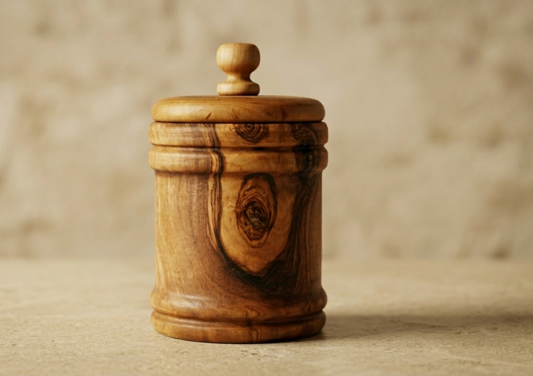 Frasco para Especias de Madera de Olivo – Hecho a Mano y Natural