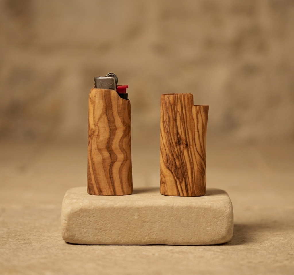 Funda para Mechero BIC de Madera de Olivo – Hecha a Mano y Artesanal