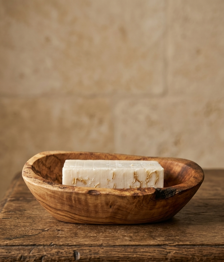 Jabonera de Madera de Olivo Natural – Hecha a Mano y con Drenaje