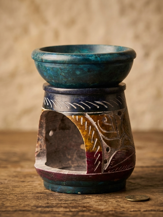 Quemador de Aceite de Esteatita · Floral · 8 cm