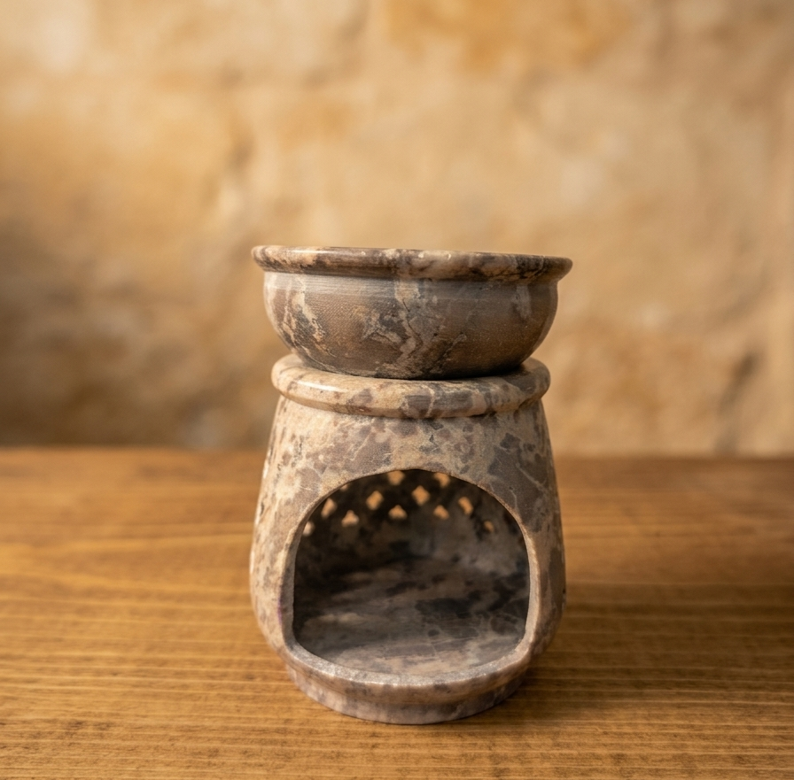 Quemador de Aceite de Esteatita Clásico 8 cm | Diseño Natural