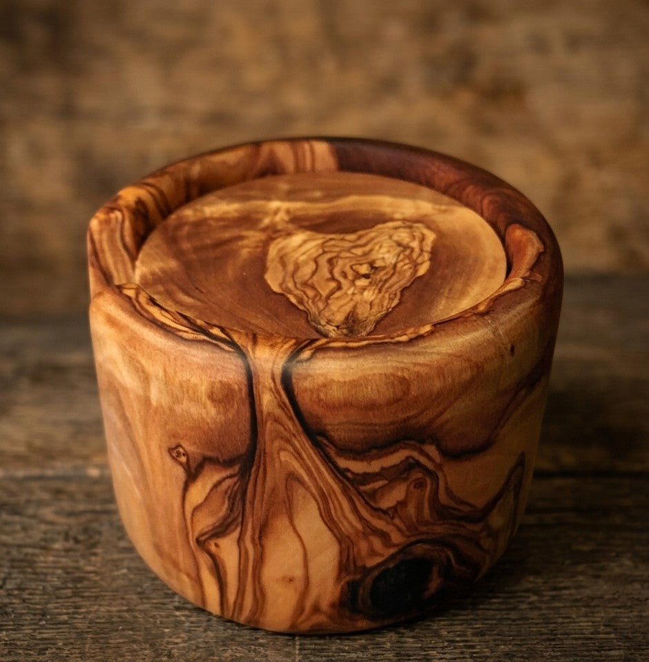 Posavasos de Madera de Olivo con Soporte (Set 6) – Artesanales y Elegantes
