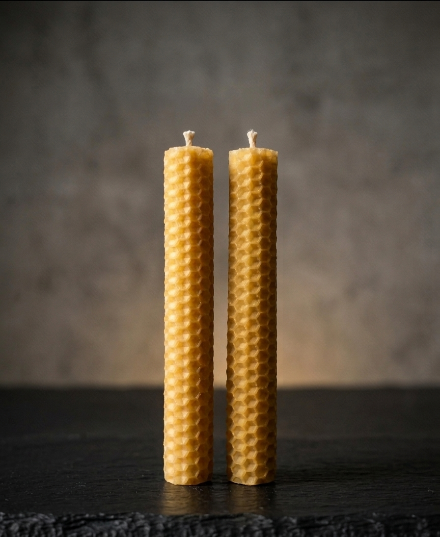 Velas de Panal de Cera de Abeja Natural 15 - 20 cm | Hechas a Mano