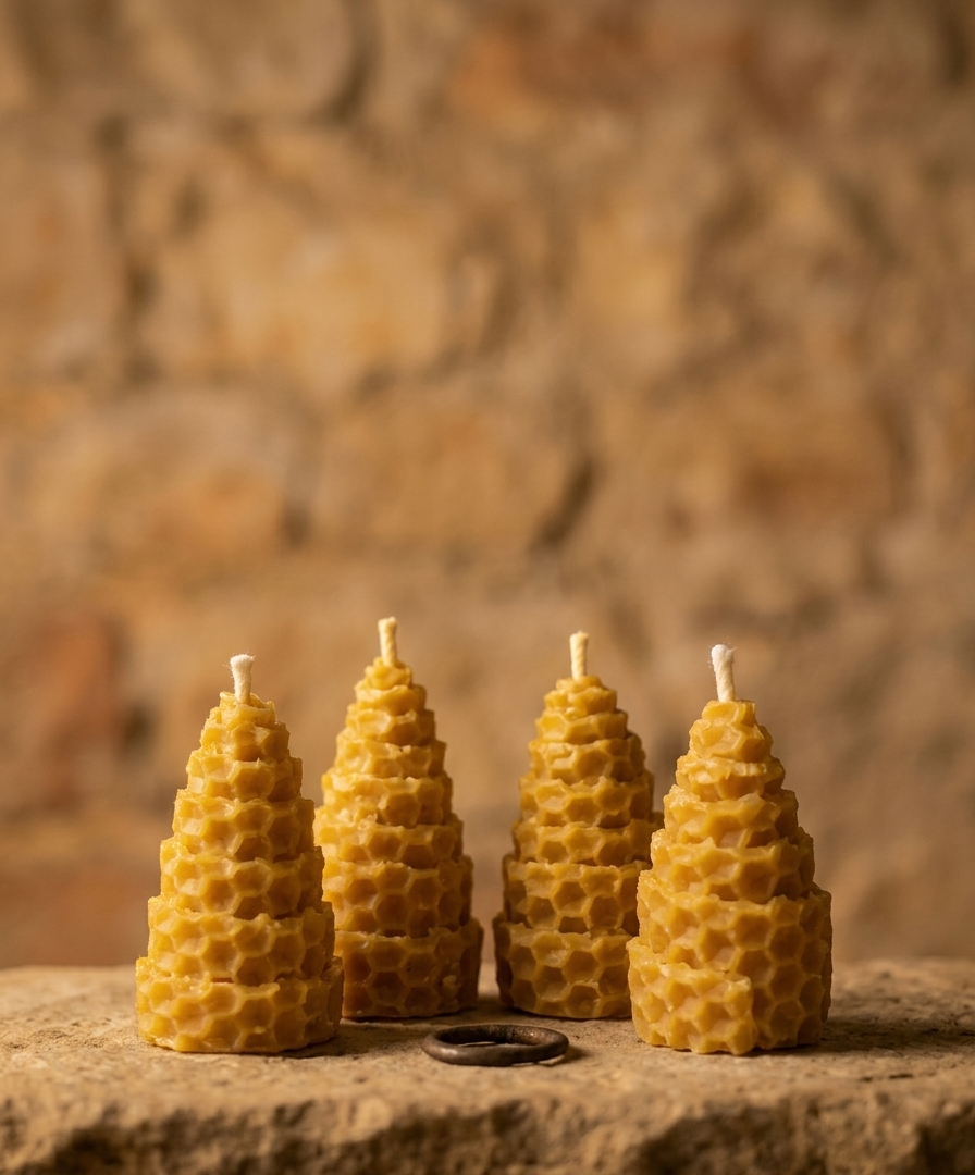 Velas de Cera de Abeja Natural Pirámide 5 cm | Hechas a Mano