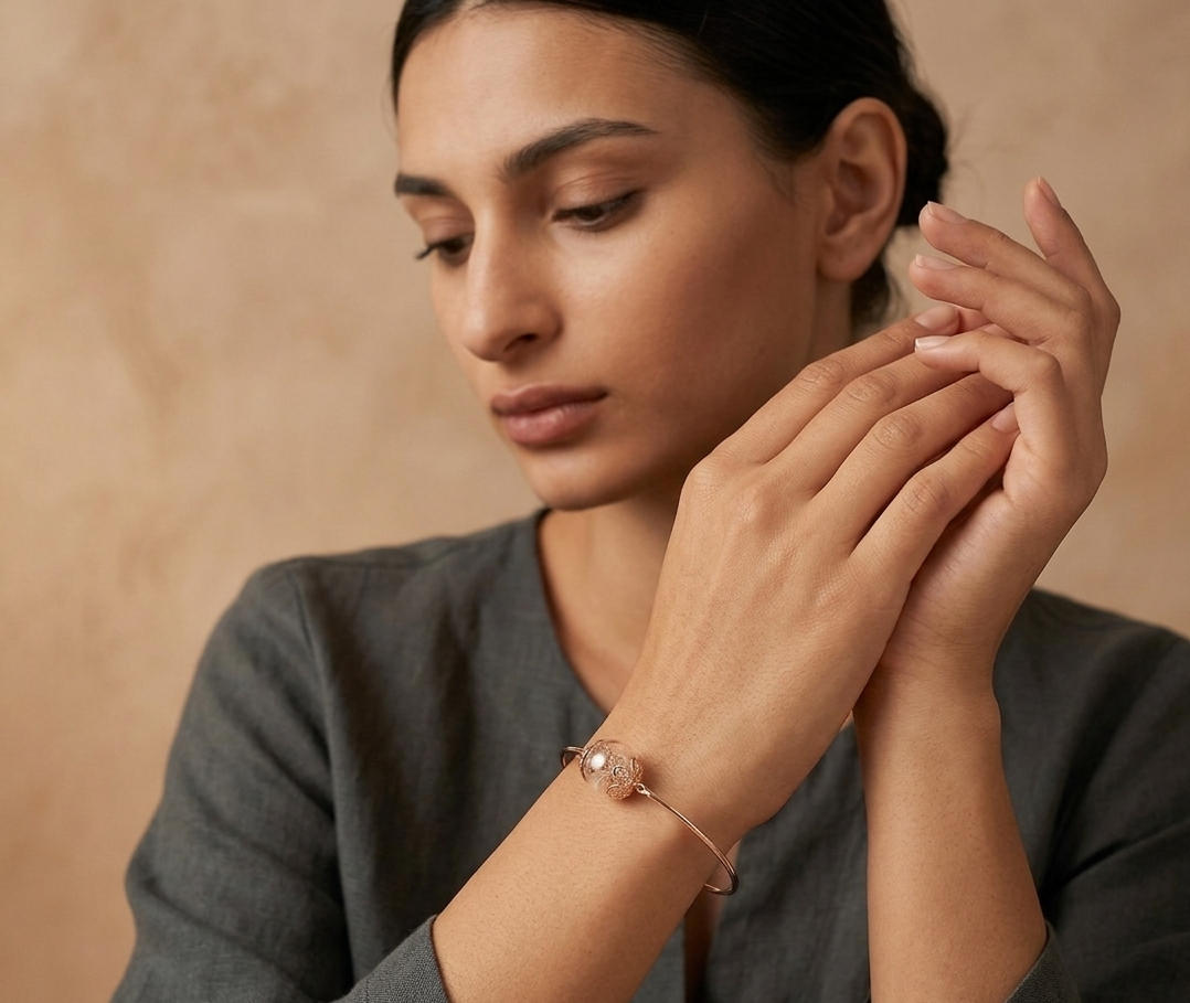 Brazalete con Diente de León | Vidrio Soplado y Joyería Botánica