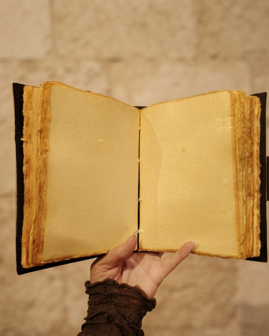 Cuaderno de Cuero con Flor de Loto · Papel Envejecido