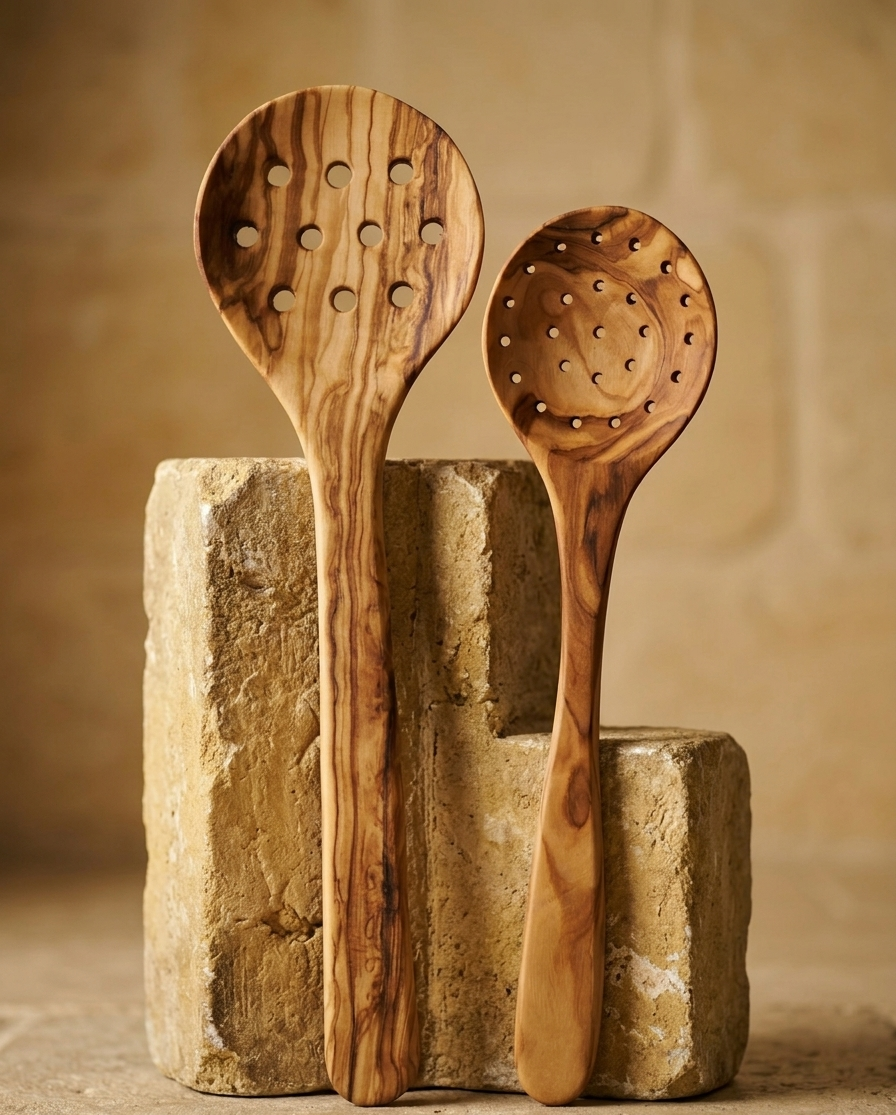 Espumadera de Madera de Olivo – Hecha a Mano en 30 y 35 cm