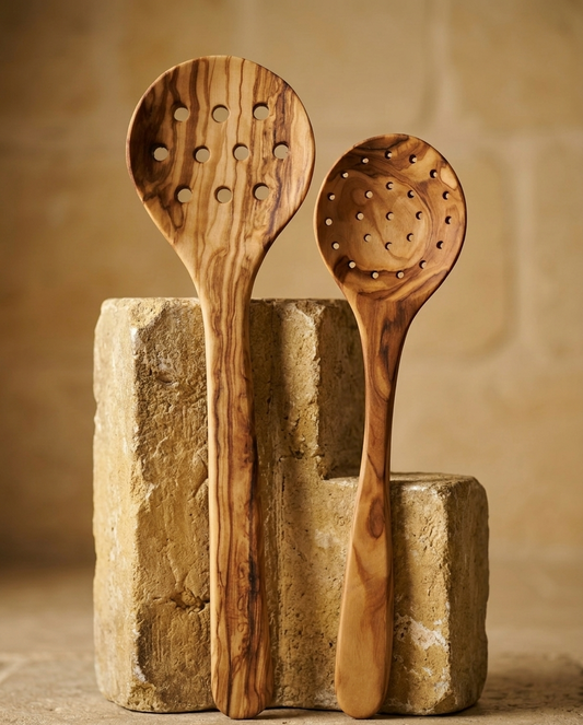 Espumadera de Madera de Olivo – Hecha a Mano en 30 y 35 cm