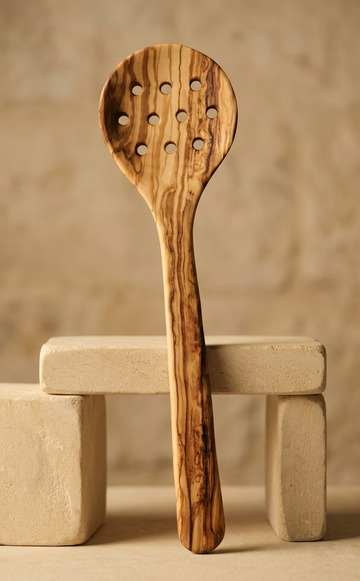 Espumadera de Madera de Olivo – Hecha a Mano en 30 y 35 cm