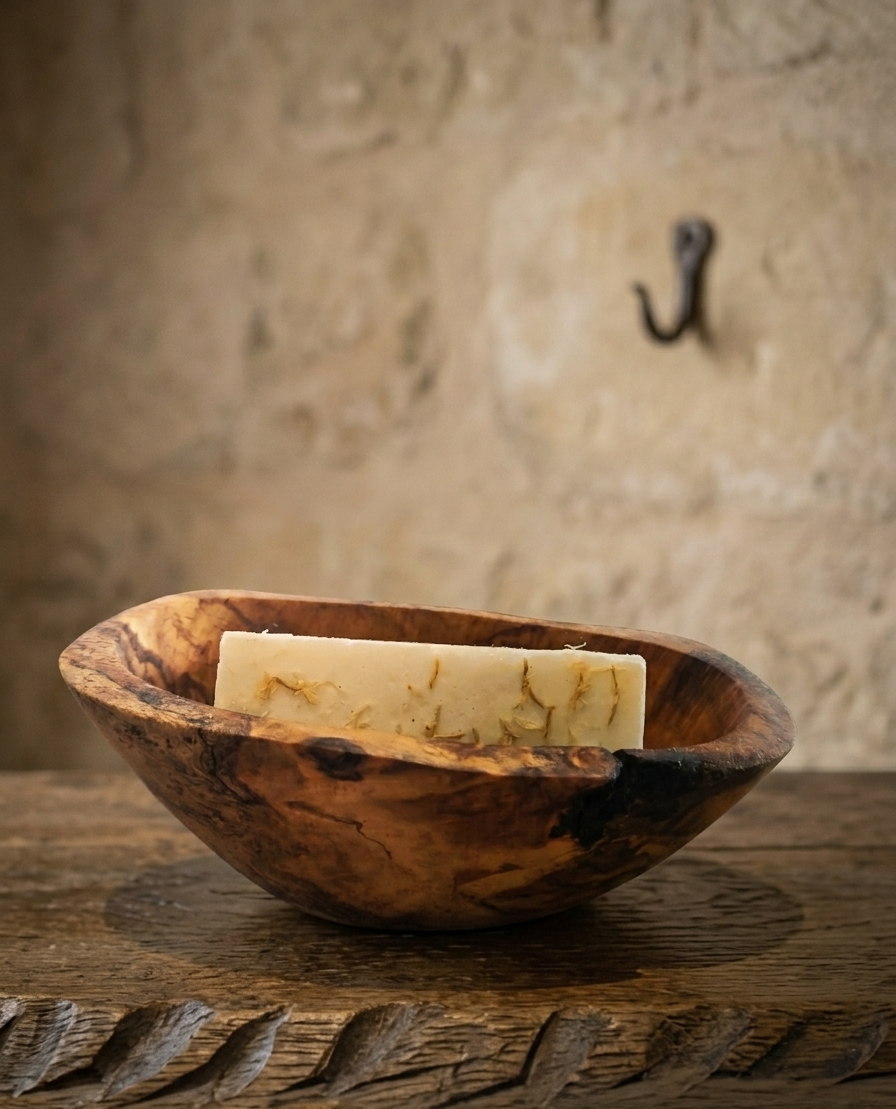 Jabonera de Madera de Olivo Natural – Hecha a Mano y con Drenaje