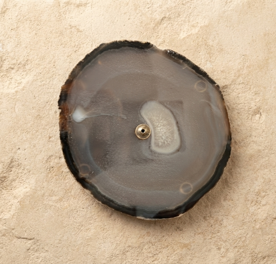 Porta Incienso de Ágata Marrón Natural | Piedra Natural y Meditación