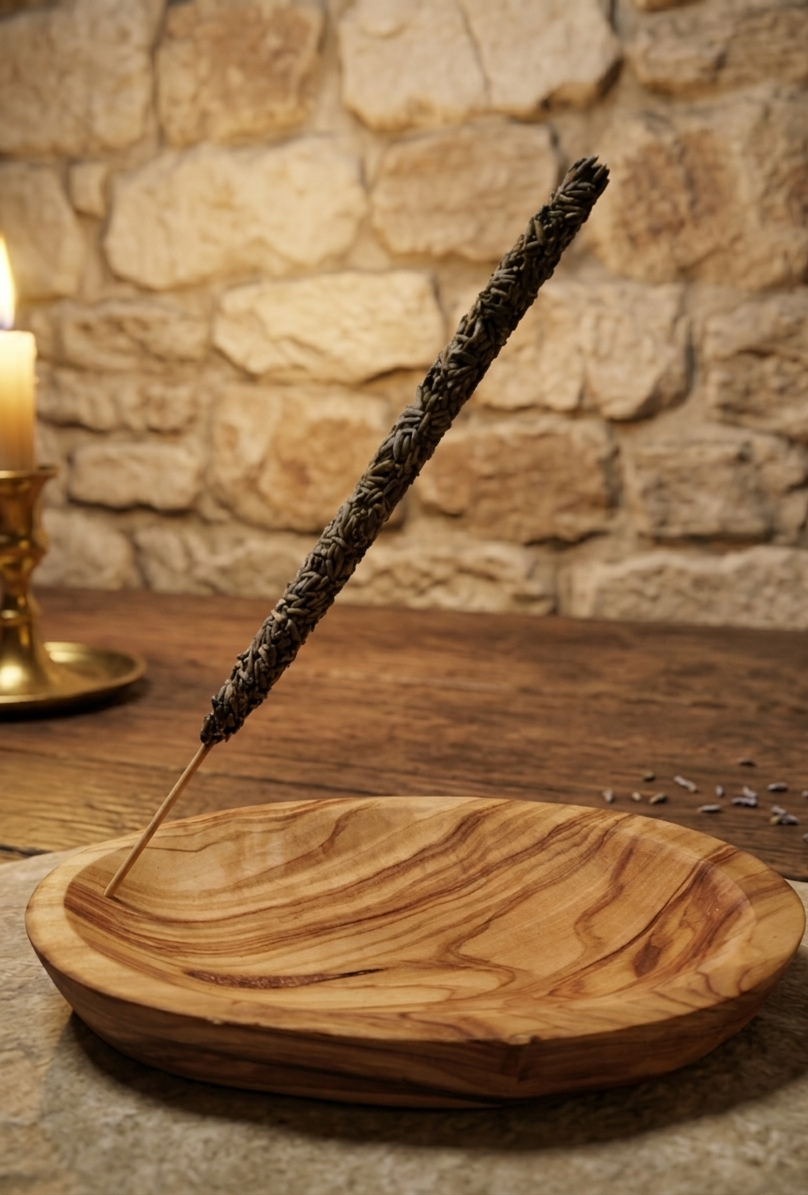 Porta Incienso de Madera de Olivo Natural – Hecho a Mano y Minimalista