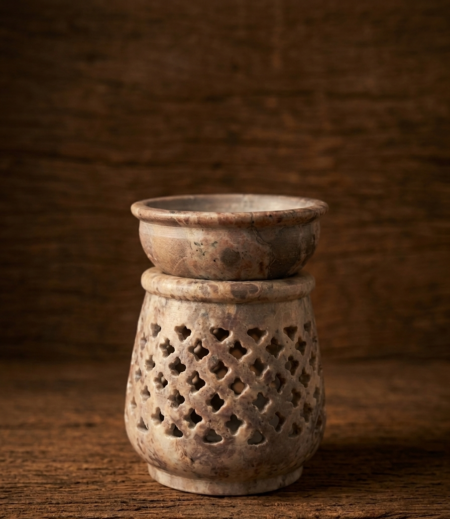 Quemador de Aceite de Esteatita Clásico 8 cm | Diseño Natural