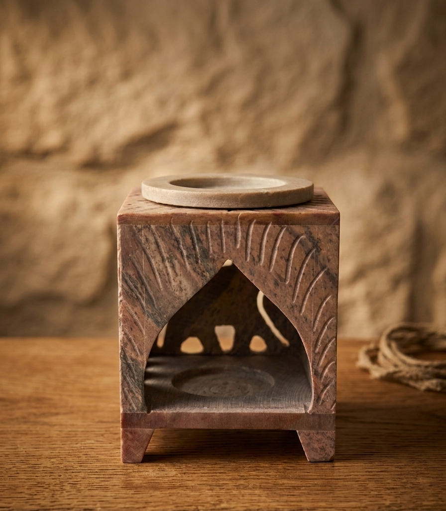 Quemador de Aceite de Esteatita Cuadrado | Diseño Elefantes