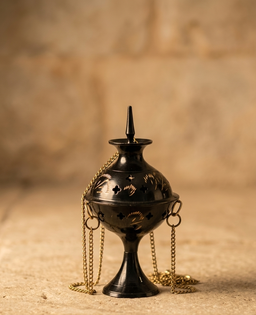 Quemador de Incienso Colgante de Metal Negro | Diseño Decorativo
