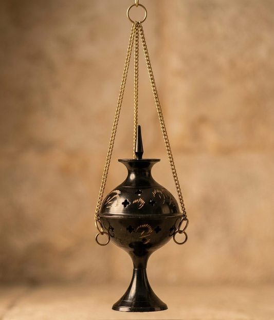 Quemador de Incienso Colgante de Metal Negro | Diseño Decorativo