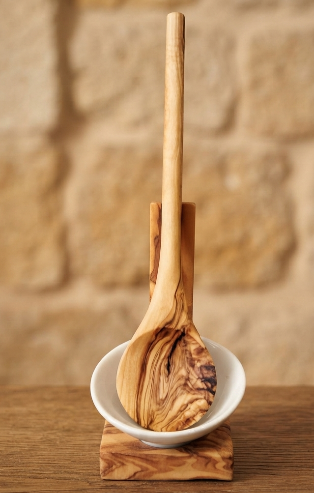 Soporte para Cuchara de Cocina de Madera de Olivo | Set de 3 Piezas