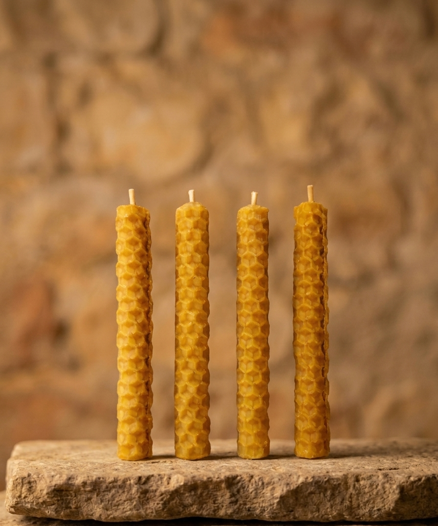 Velas de Panal de Cera de Abeja Natural 10 cm | Hechas a Mano