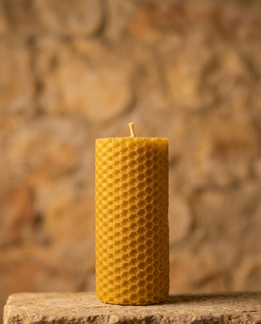 Velas de Panal de Cera de Abeja Natural 10 cm | Anchas y Hechas a Mano