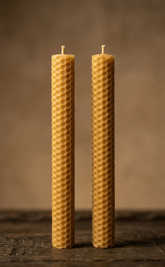 Velas de Panal de Cera de Abeja Natural 15 - 20 cm | Hechas a Mano