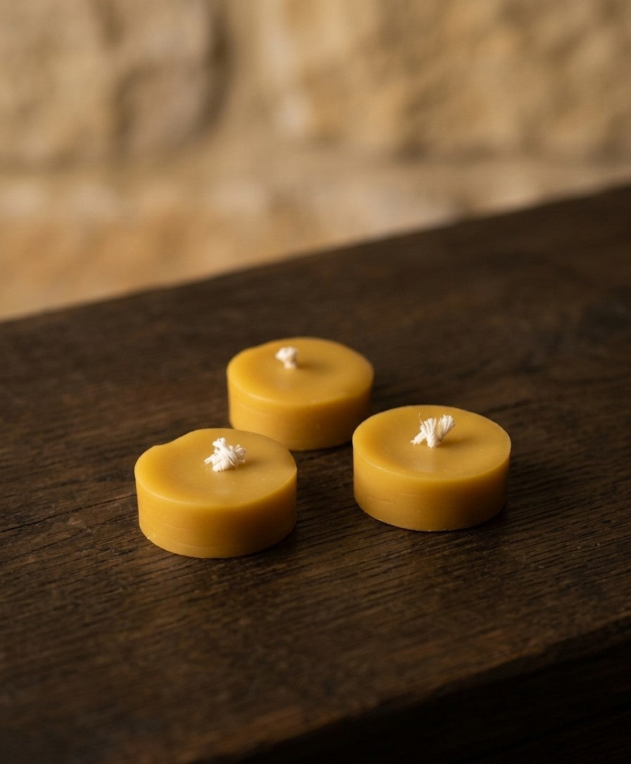 Velas de Té de Cera de Abeja Natural | Hechas a Mano